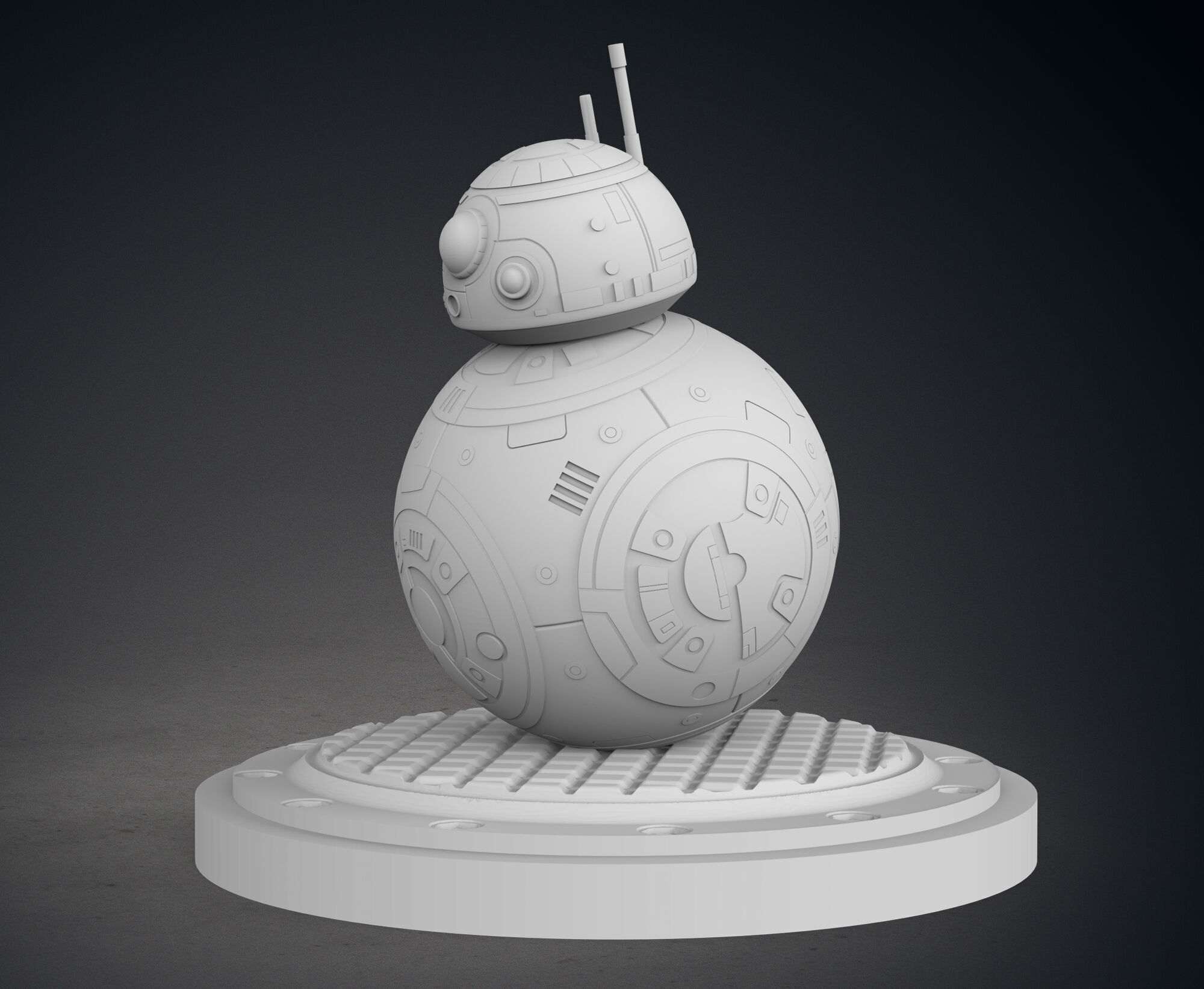 BB8 From Star Wars Statue 3D print model_3