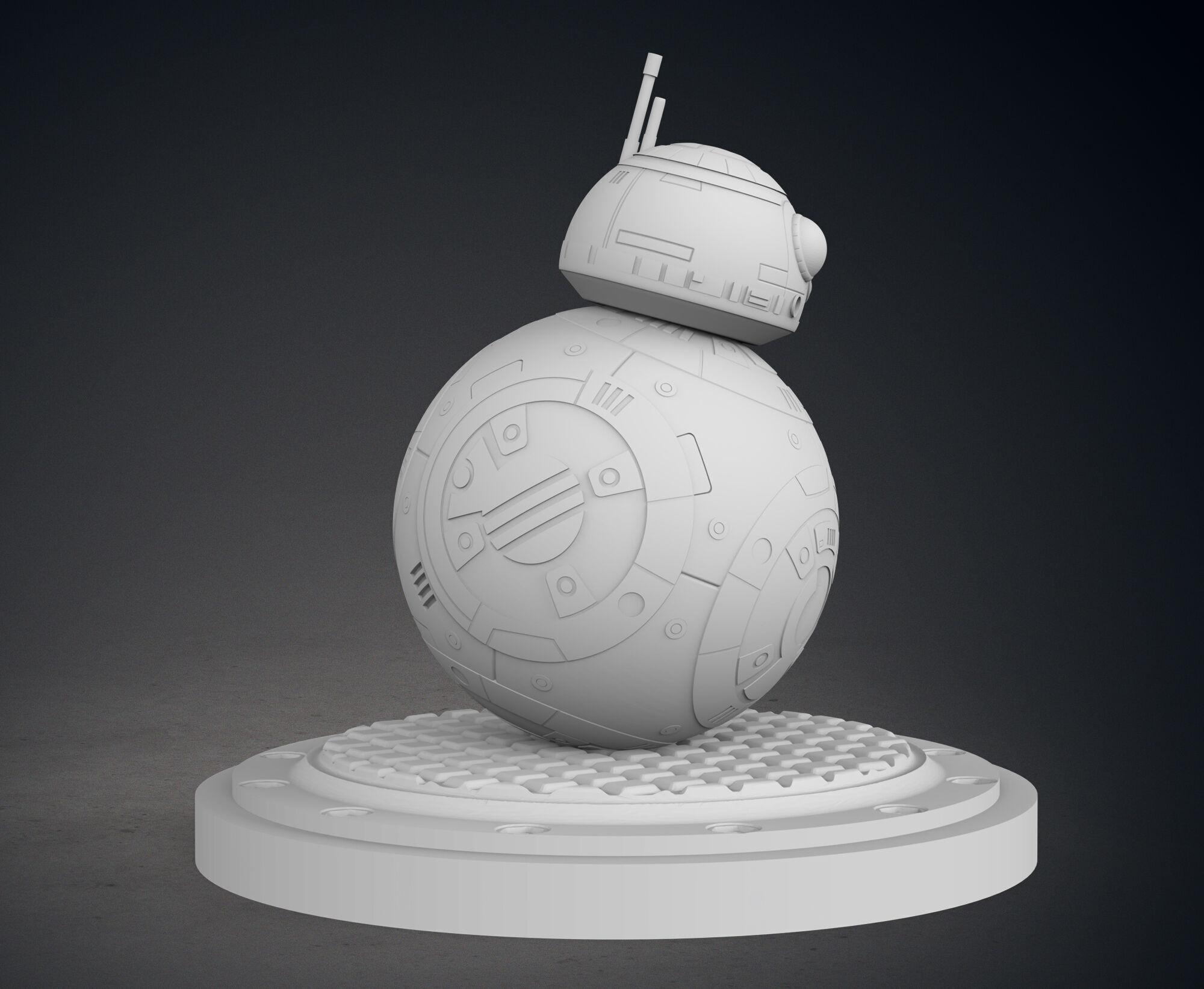 BB8 From Star Wars Statue 3D print model_8