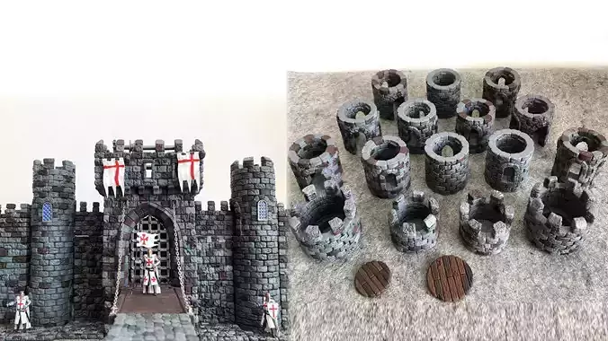 Castle builder - Round small towers 3D print model