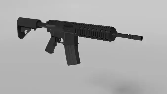 M4 rifle - lowpoly gameready rigged Low-poly 3D model