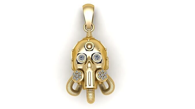 GOLDEN SKULL FACE MASK PENDANT 3D PRINTABLE MODEL 3D print model