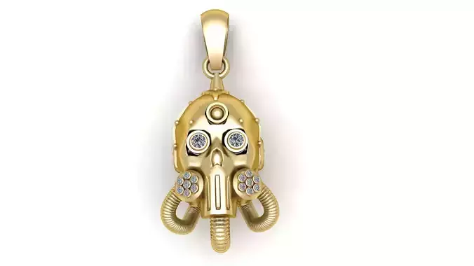 GOLDEN SKULL FACE MASK PENDANT 3D PRINTABLE MODEL