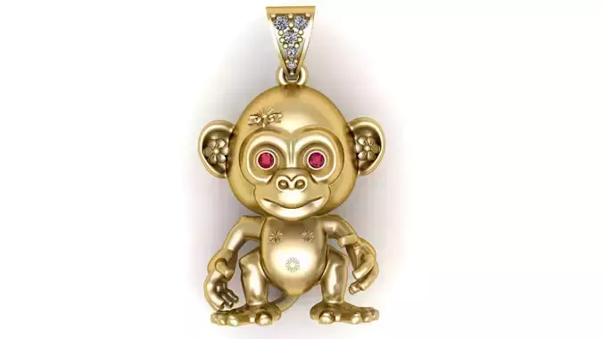 MONKEY ANIMAL PENDANT 3D PRINTABLE MODEL