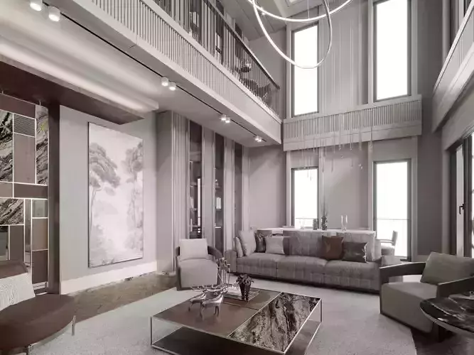 Modern Penthouse 3D Interior Scene