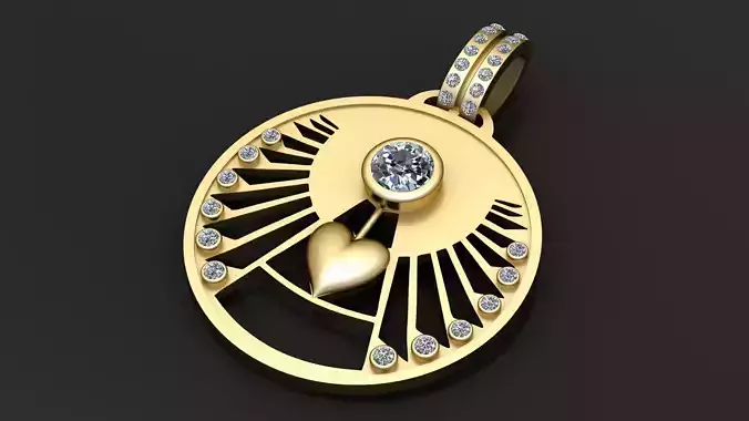 HEART MOON PENDANT 3D PRINTABLE MODLE 