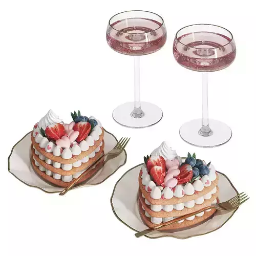 Cakes with champagne glasses