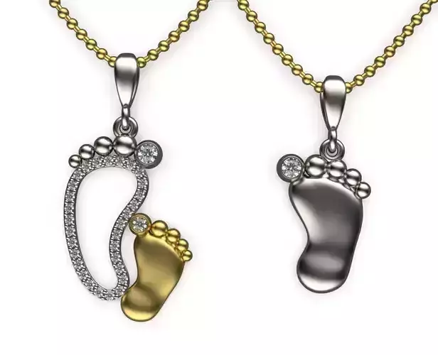 Mom Baby Foot First Steps Mother Daughter Feet Diamond Pendant 3D print model
