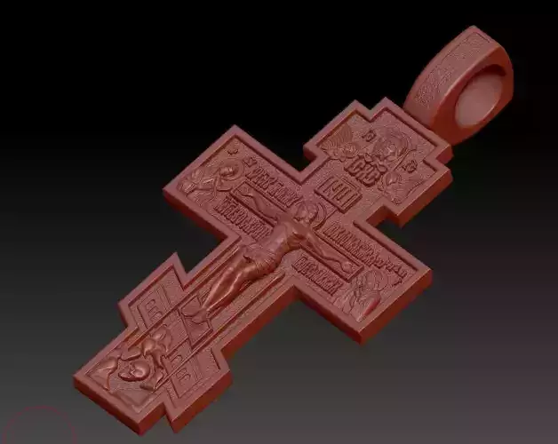Orthodox Cross Pendant 3D Model