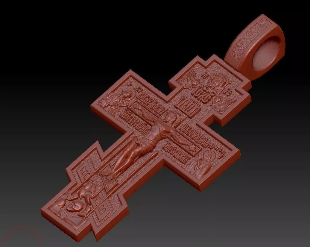 Orthodox Cross Pendant 3D Model 3D print model_0