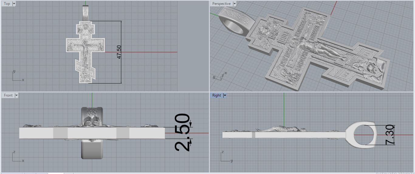 Orthodox Cross Pendant 3D Model 3D print model_7