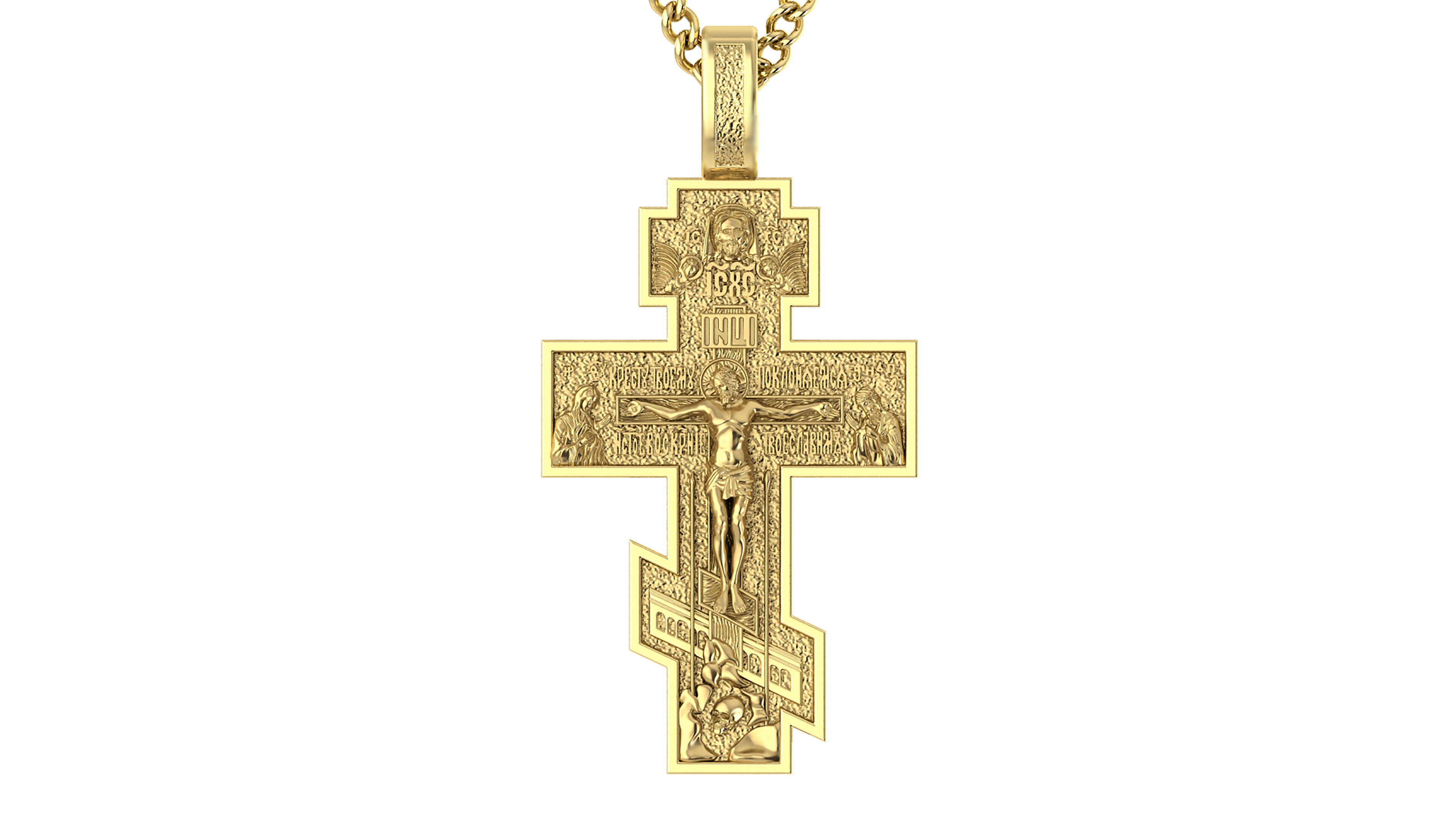 Orthodox Cross Pendant 3D Model 3D print model_5
