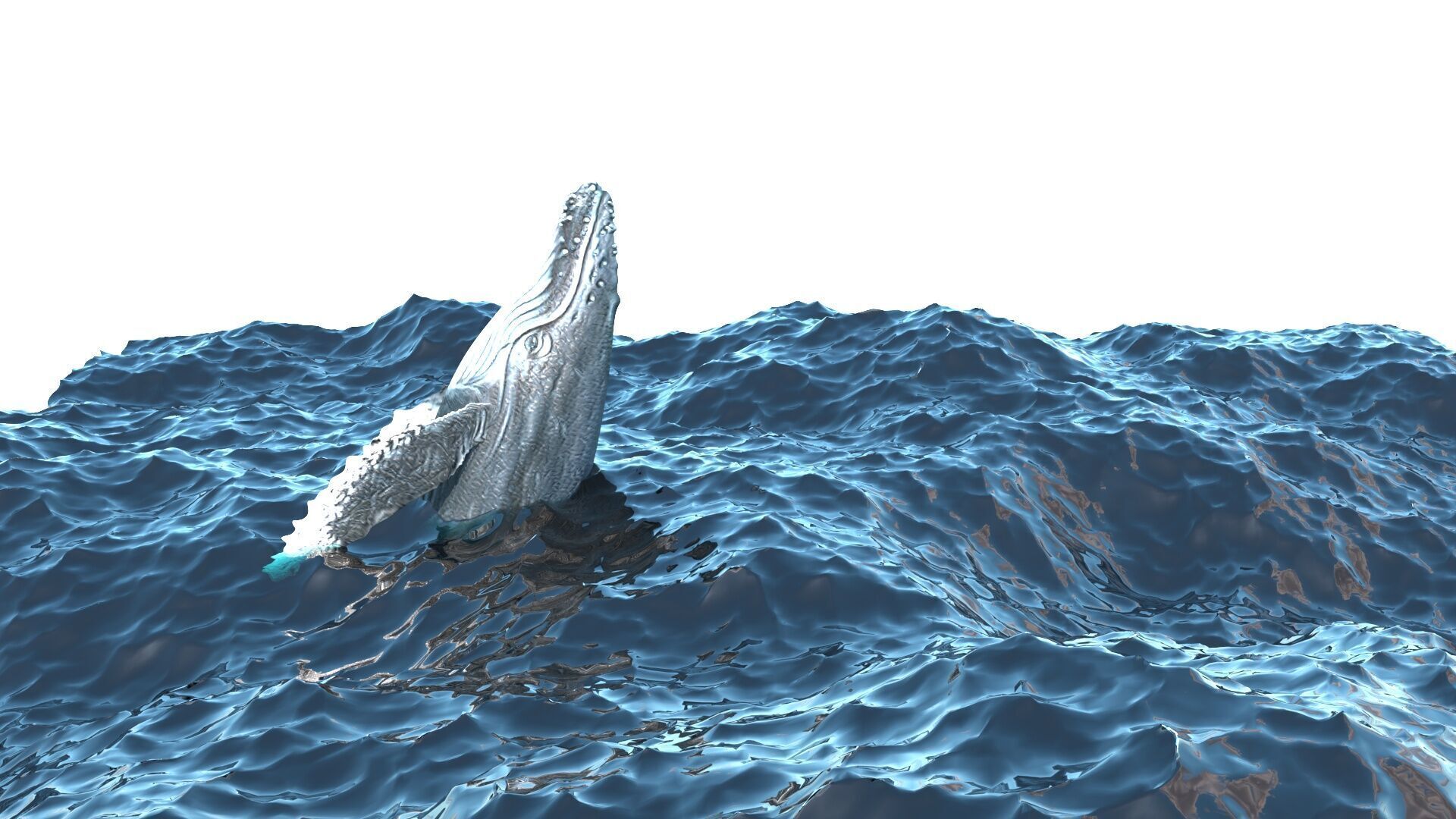 Humpback Whale Is Jumping and Breaching In The Ocean 3D model_3