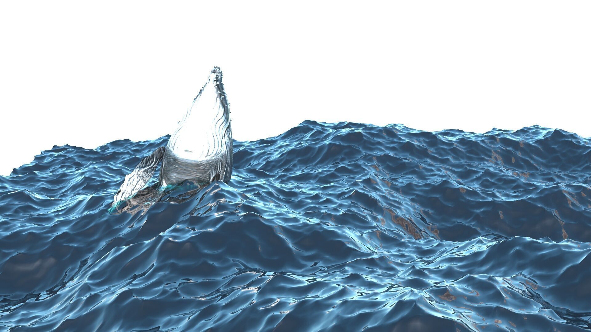 Humpback Whale Is Jumping and Breaching In The Ocean 3D model_2