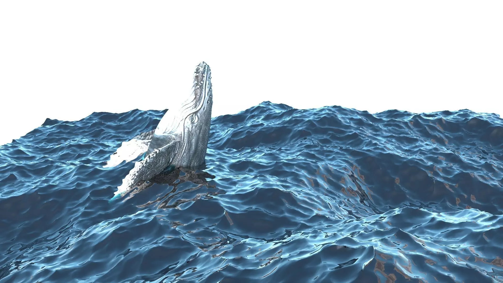 Humpback Whale Is Jumping and Breaching In The Ocean 3D model_0