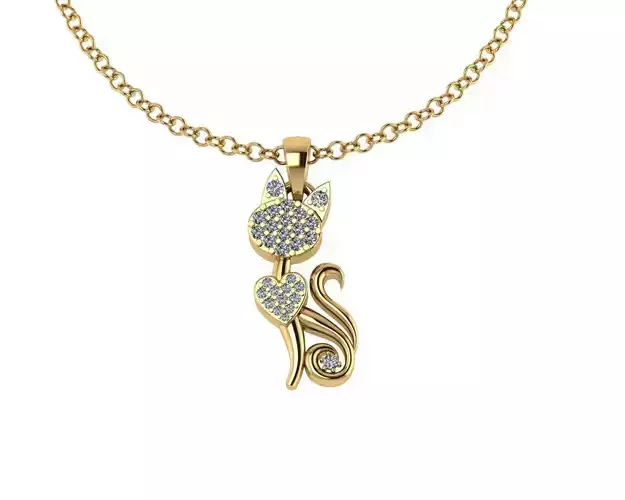 Onyx Kitten Diamond Pendant