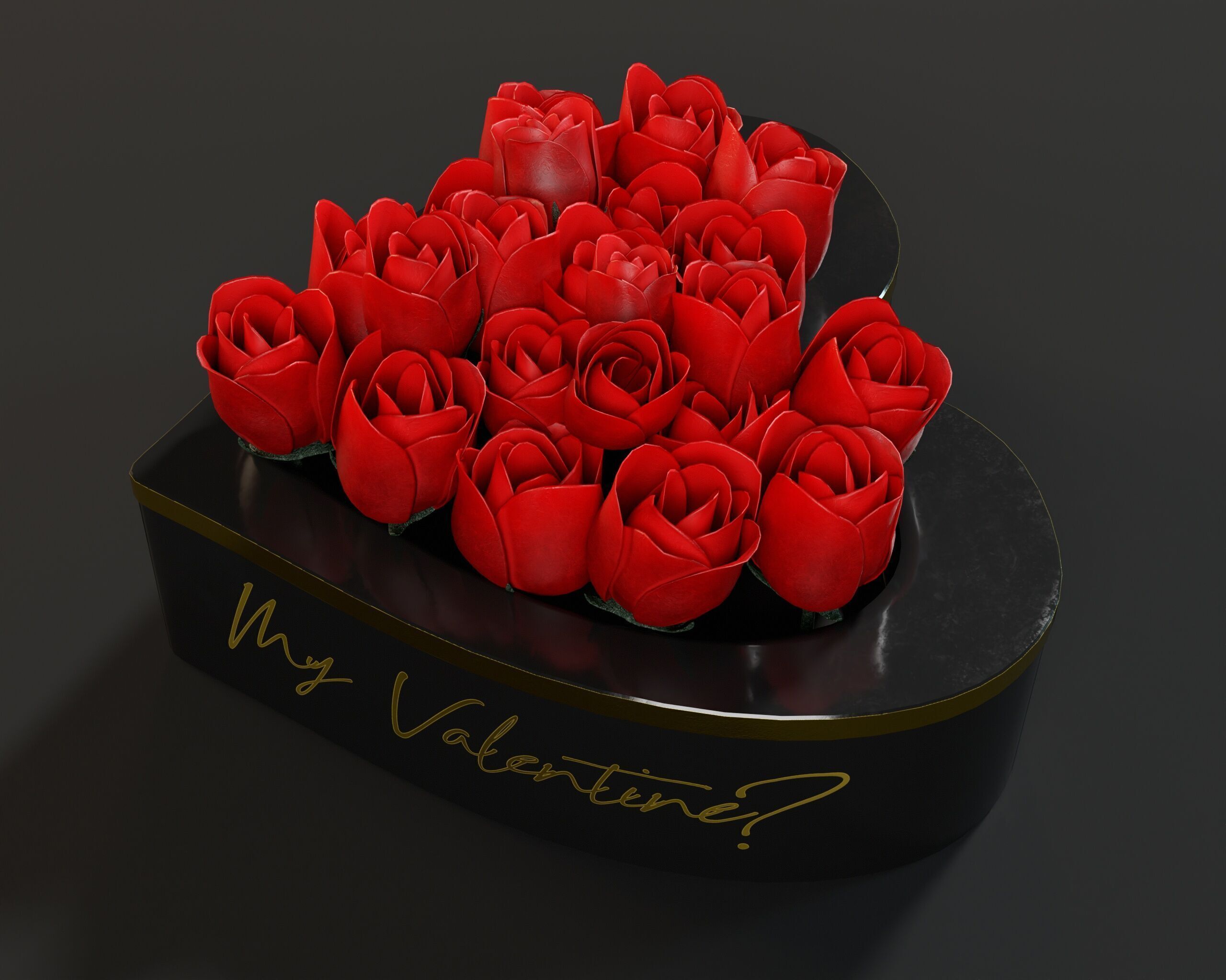 Box Of Roses Low-poly 3D model_16