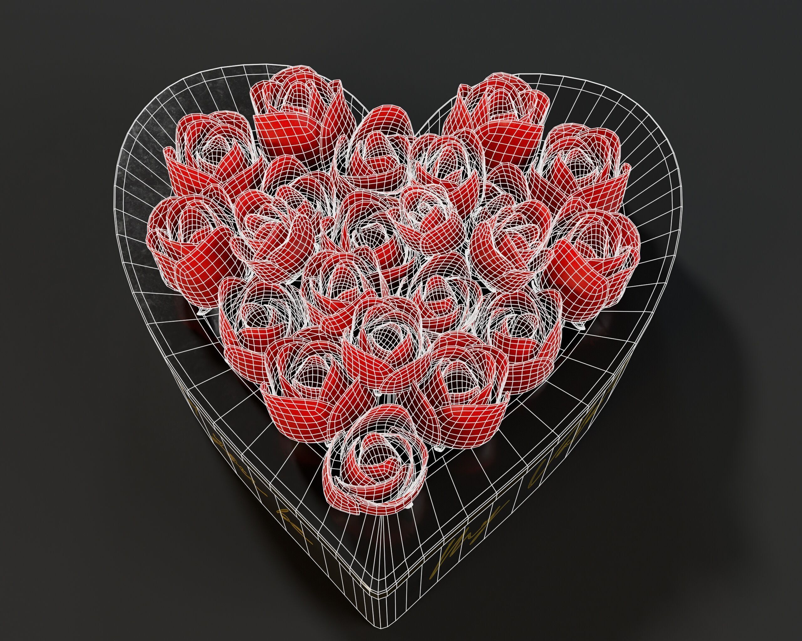 Box Of Roses Low-poly 3D model_19