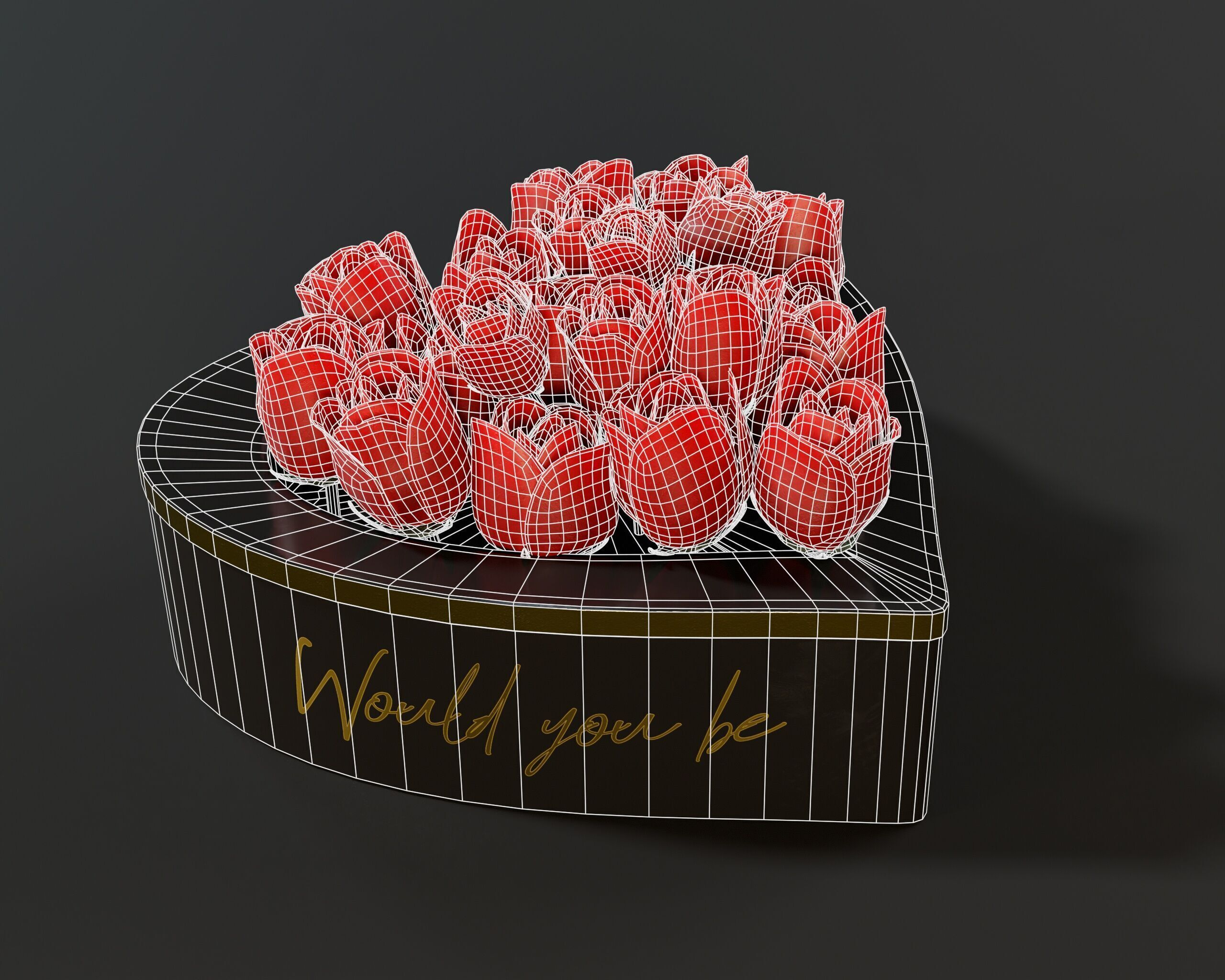 Box Of Roses Low-poly 3D model_7