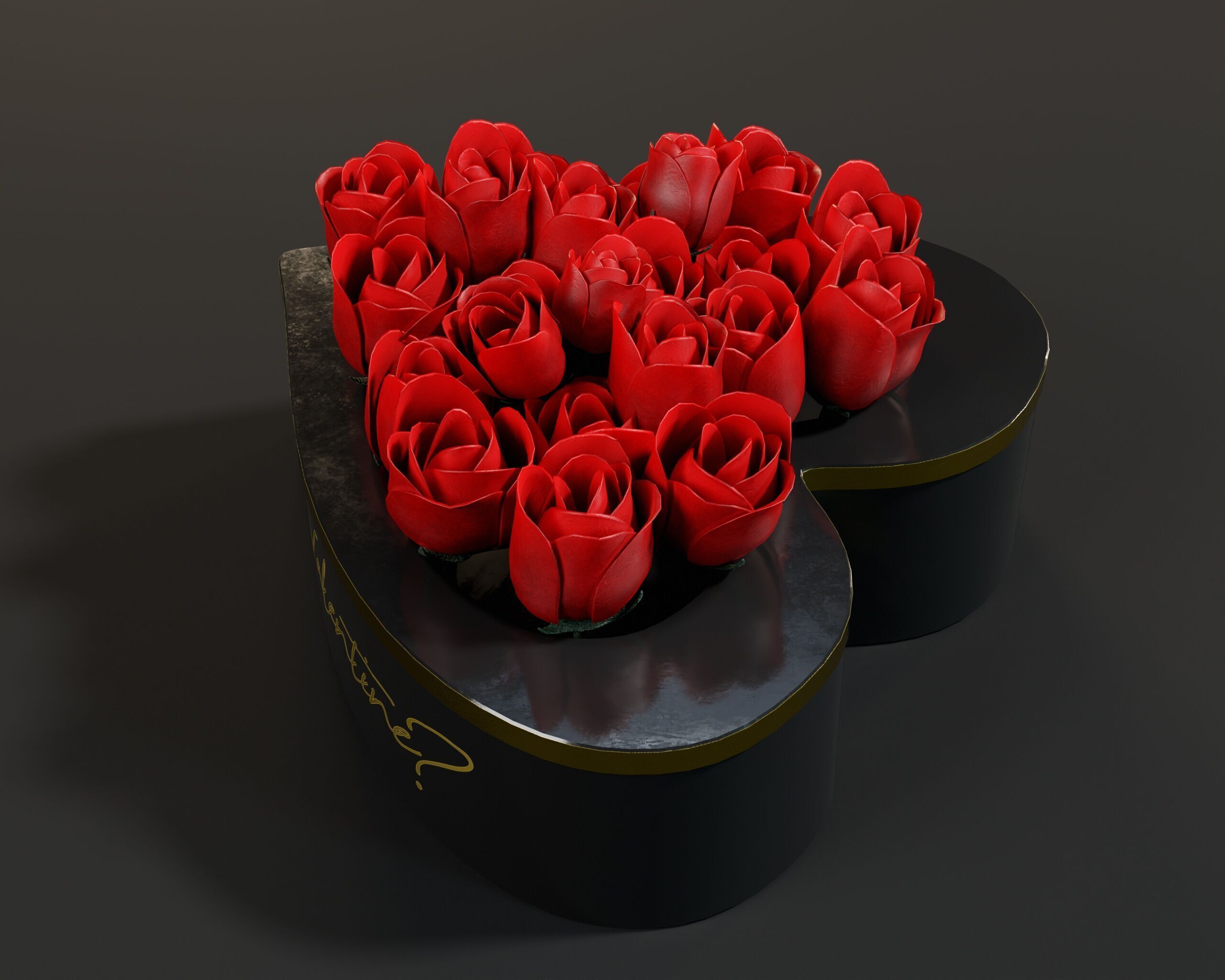 Box Of Roses Low-poly 3D model_14