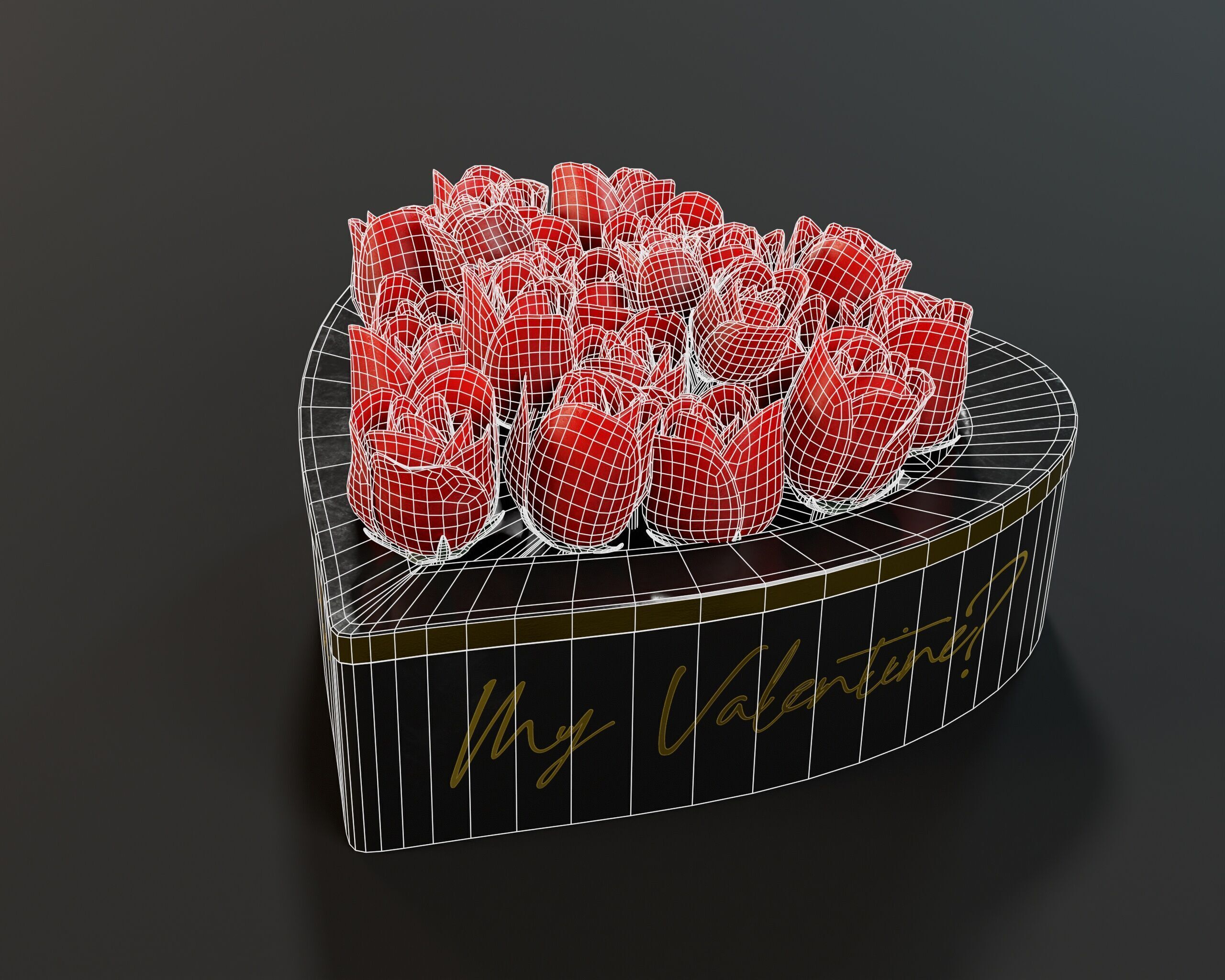 Box Of Roses Low-poly 3D model_3