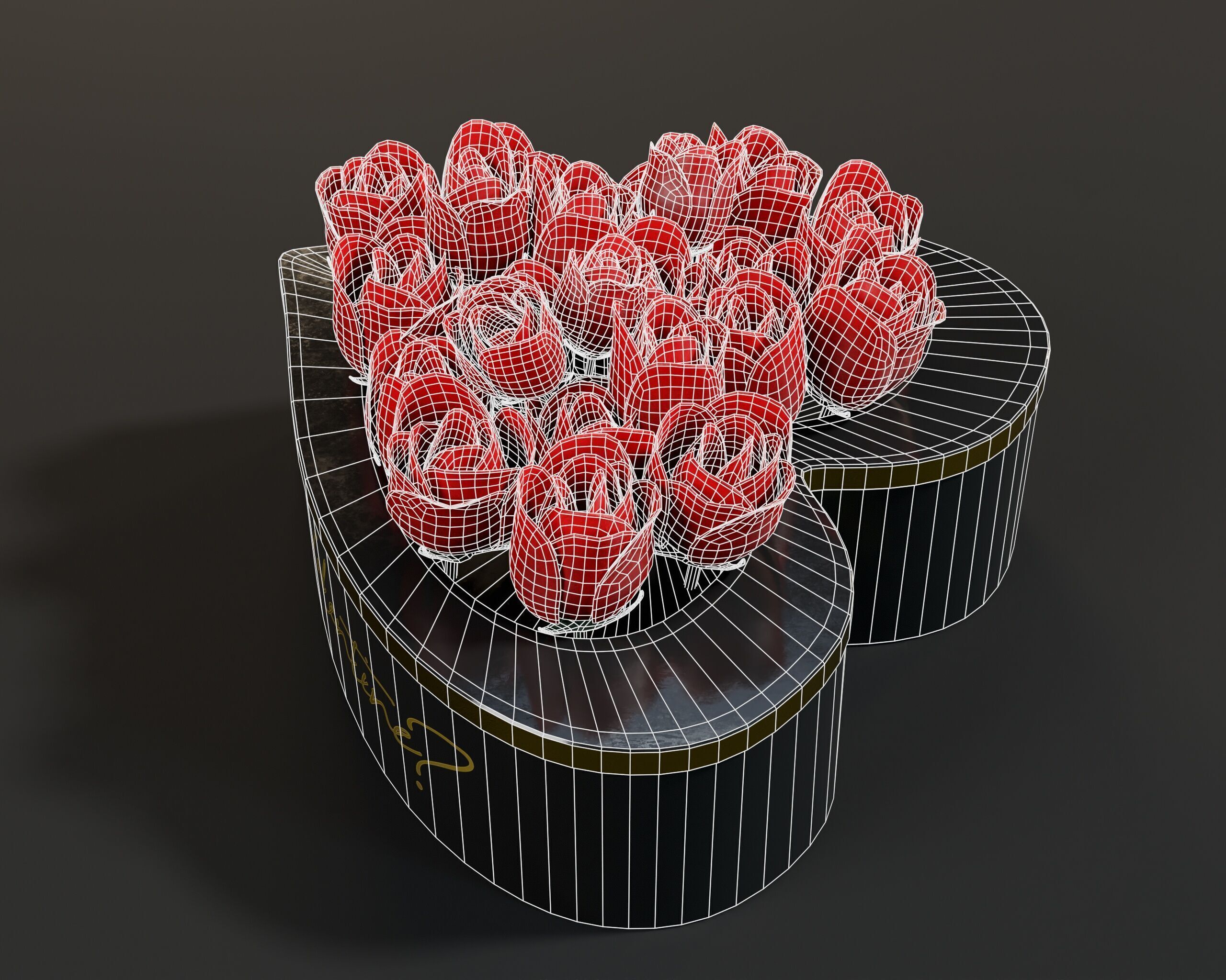 Box Of Roses Low-poly 3D model_15