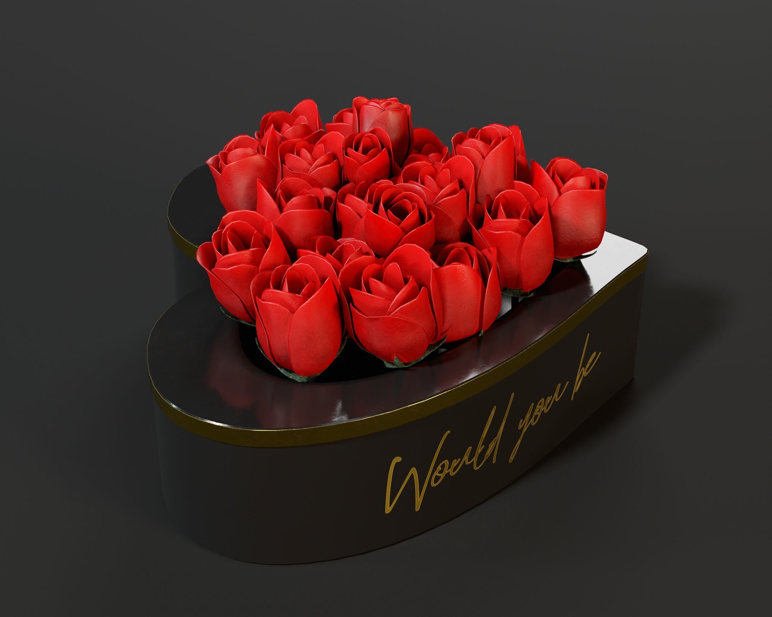 Box Of Roses Low-poly 3D model_8