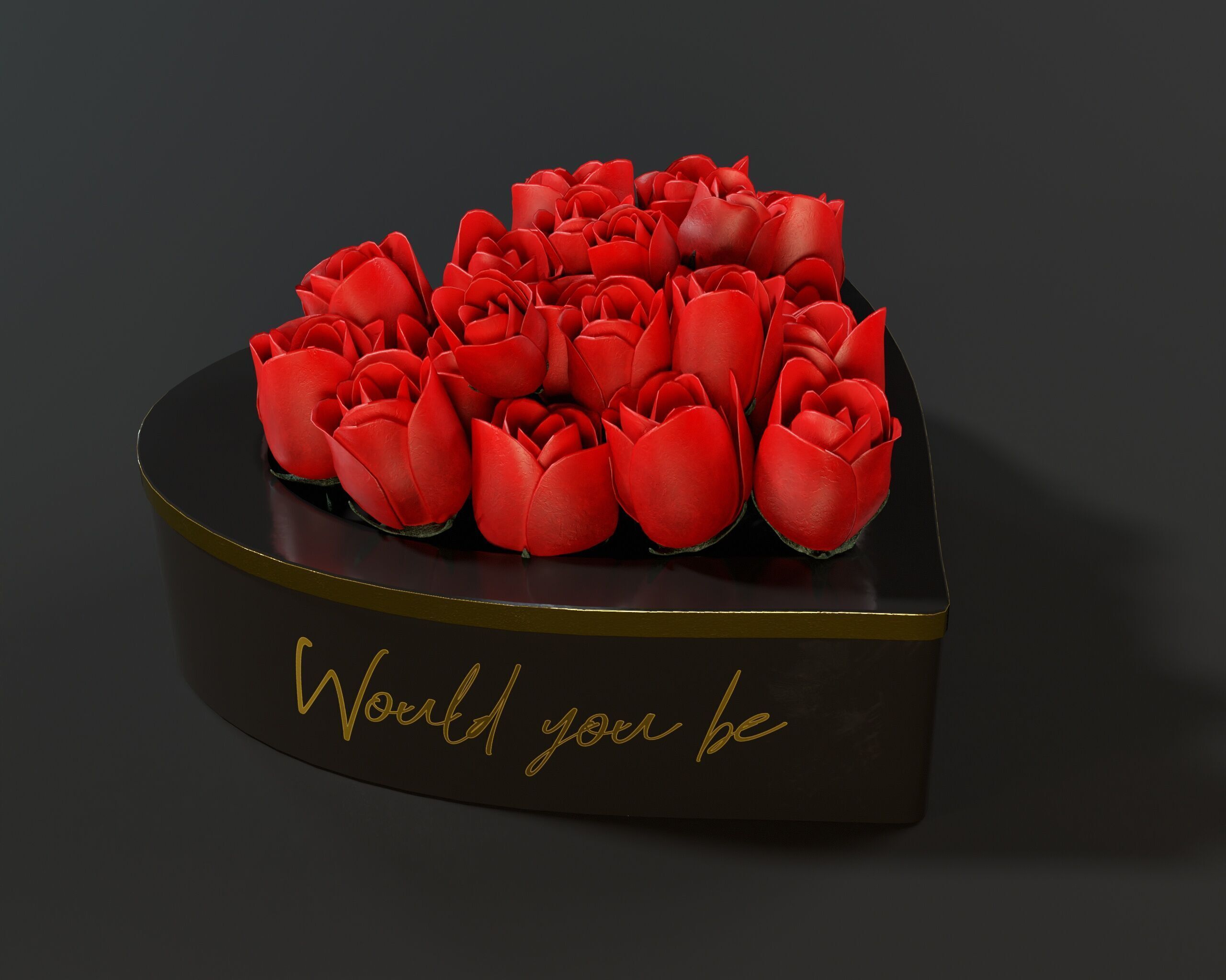 Box Of Roses Low-poly 3D model_6