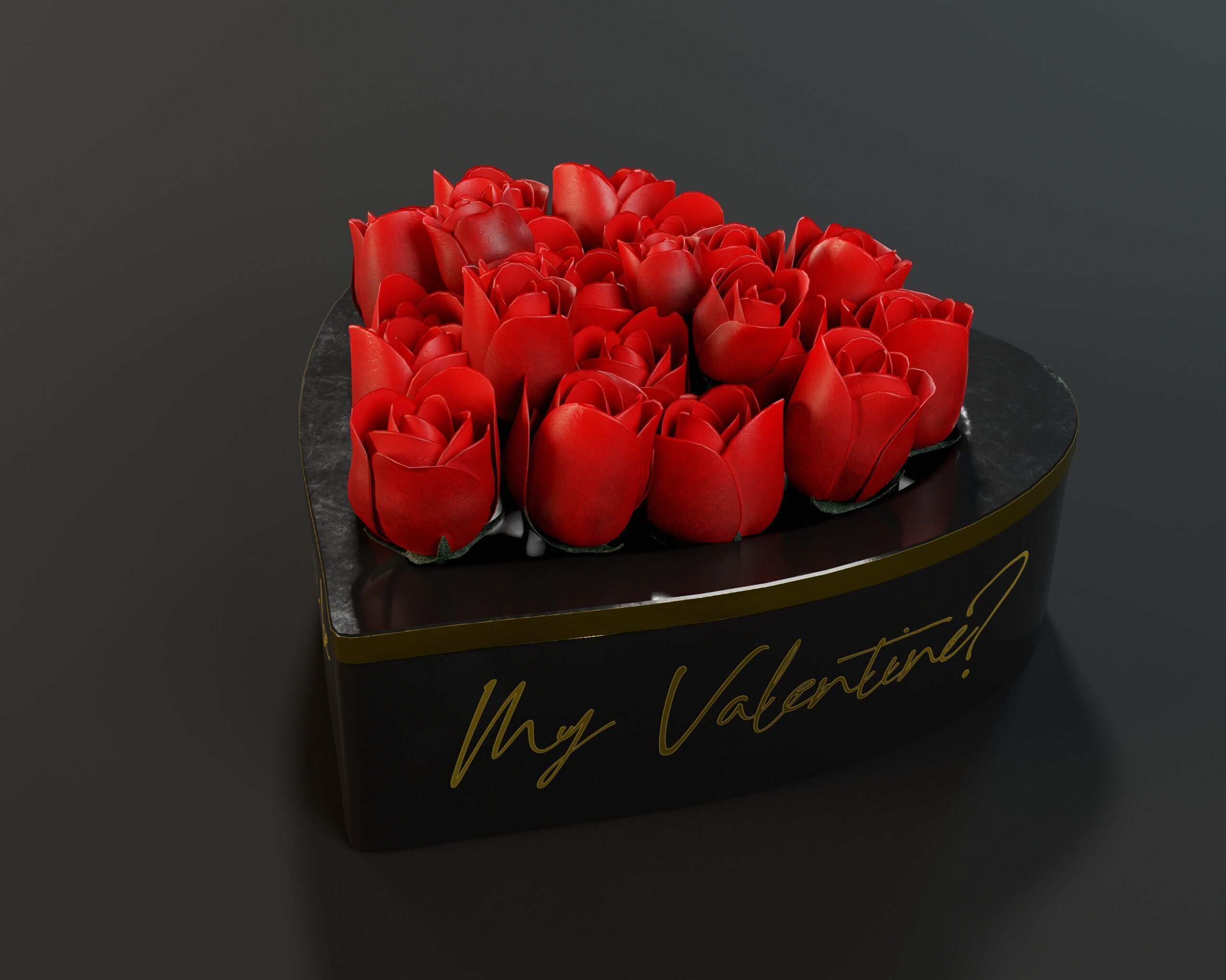 Box Of Roses Low-poly 3D model_2