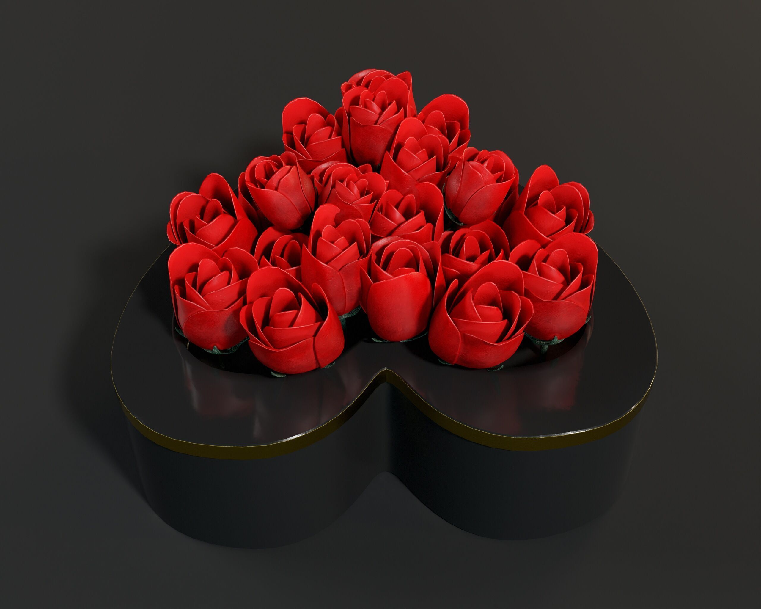 Box Of Roses Low-poly 3D model_12