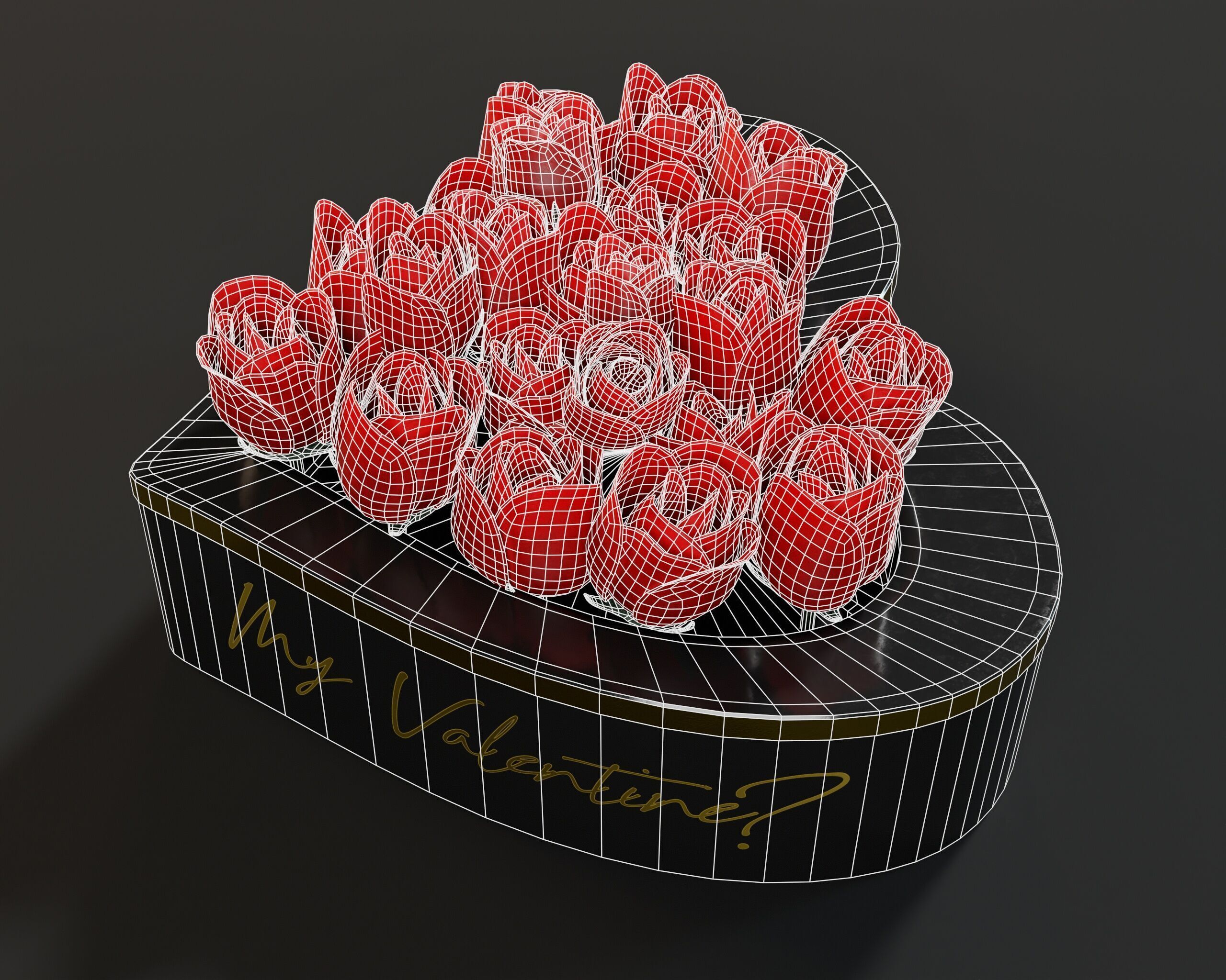 Box Of Roses Low-poly 3D model_17