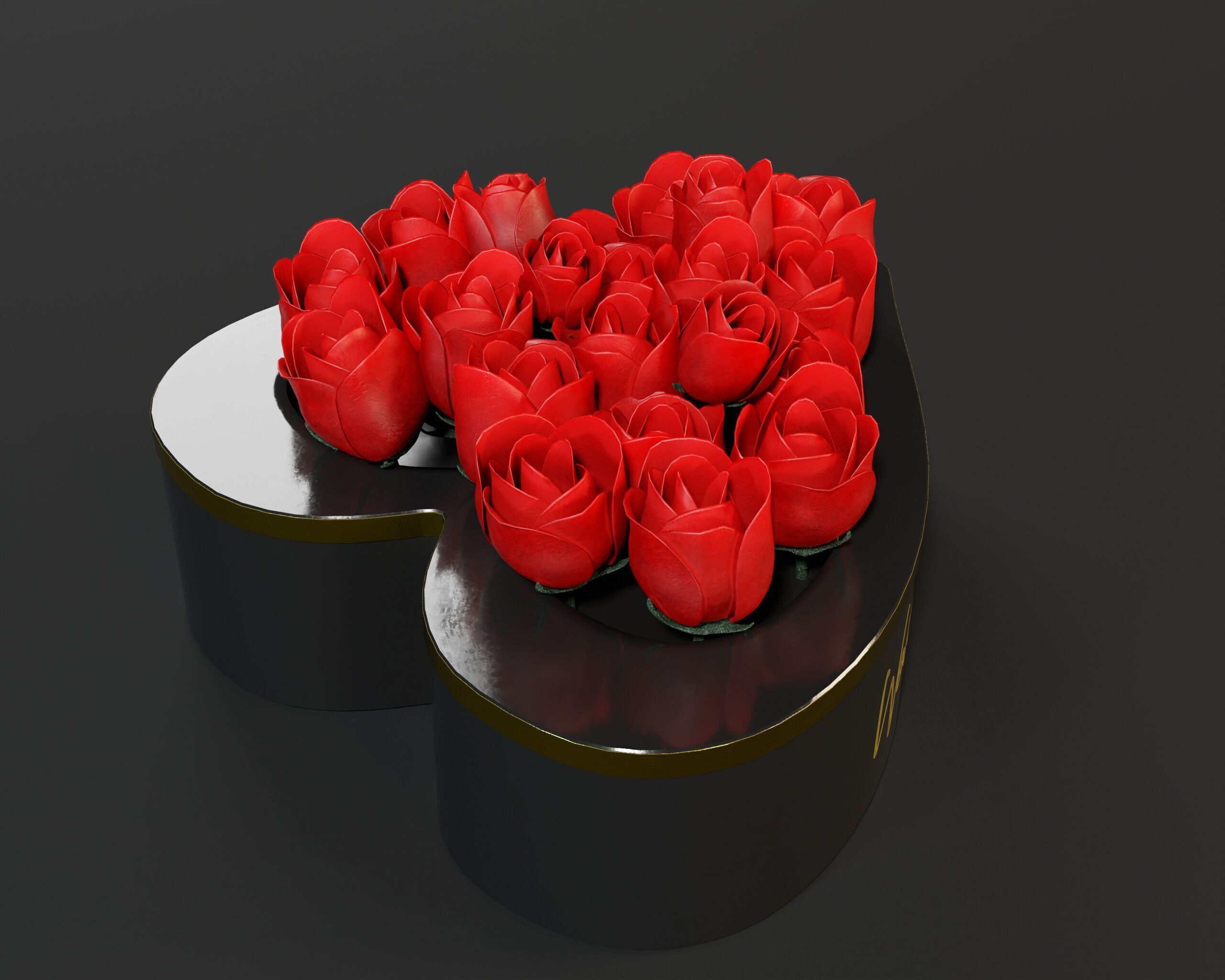 Box Of Roses Low-poly 3D model_10