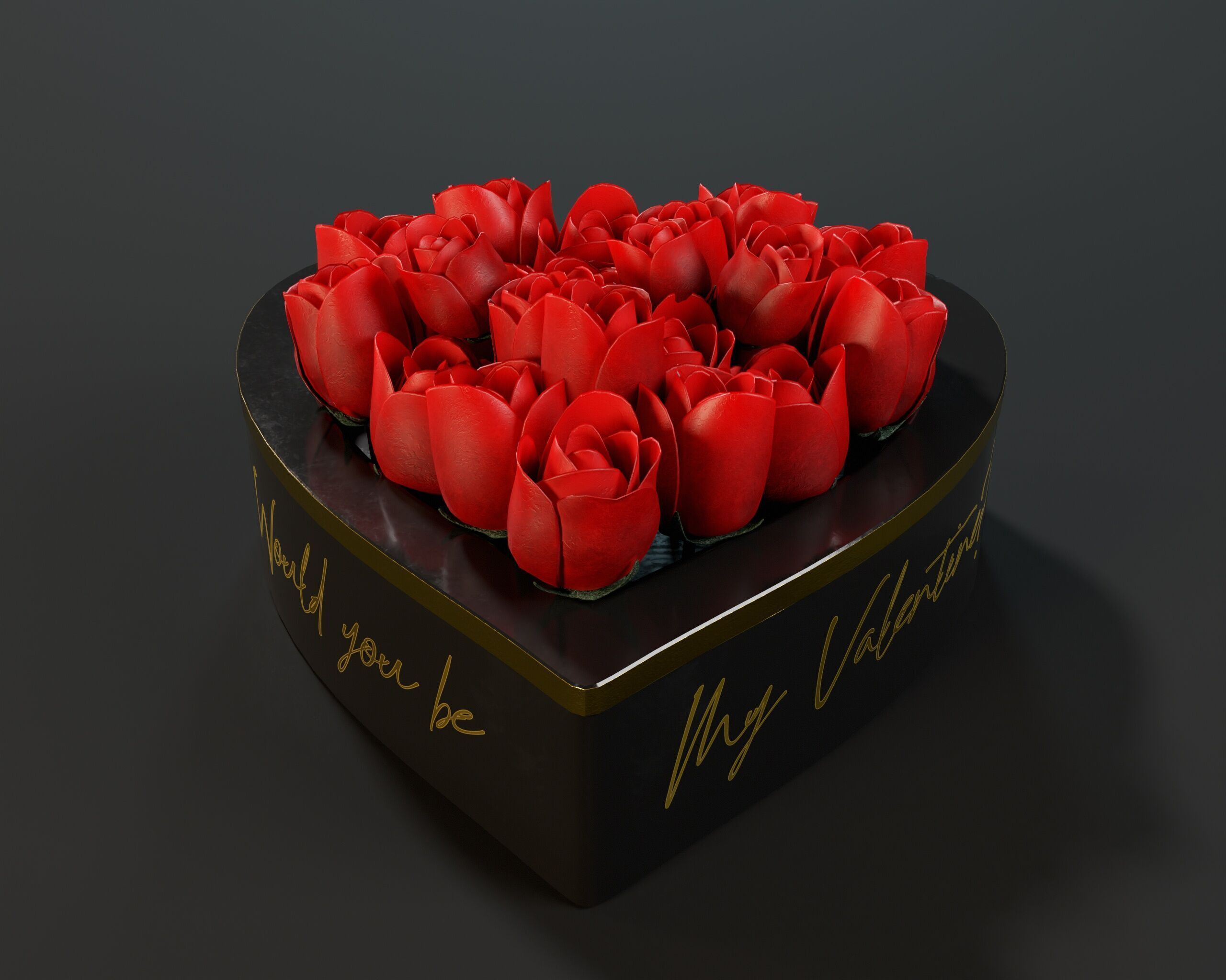 Box Of Roses Low-poly 3D model_4