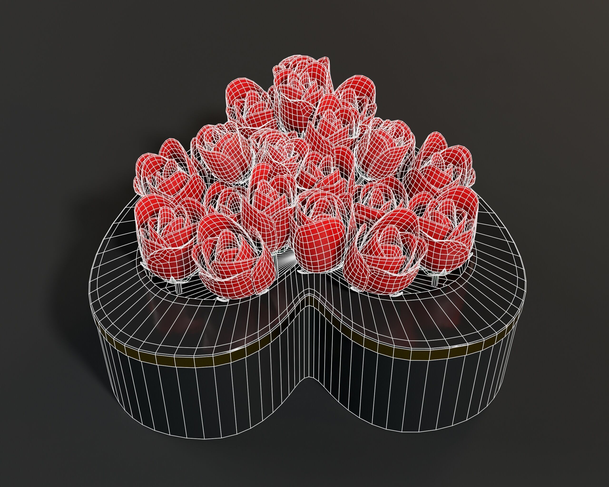 Box Of Roses Low-poly 3D model_13