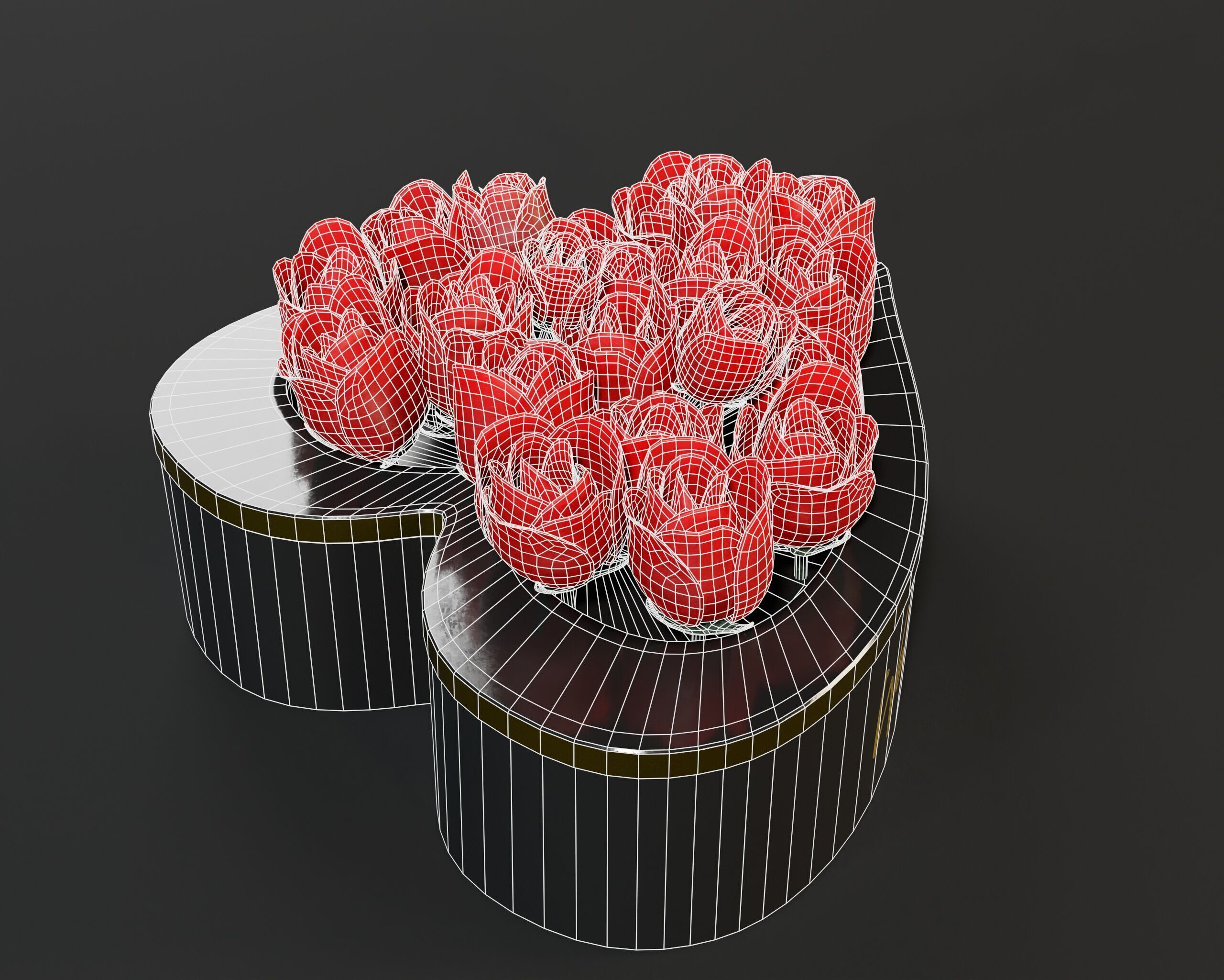 Box Of Roses Low-poly 3D model_11