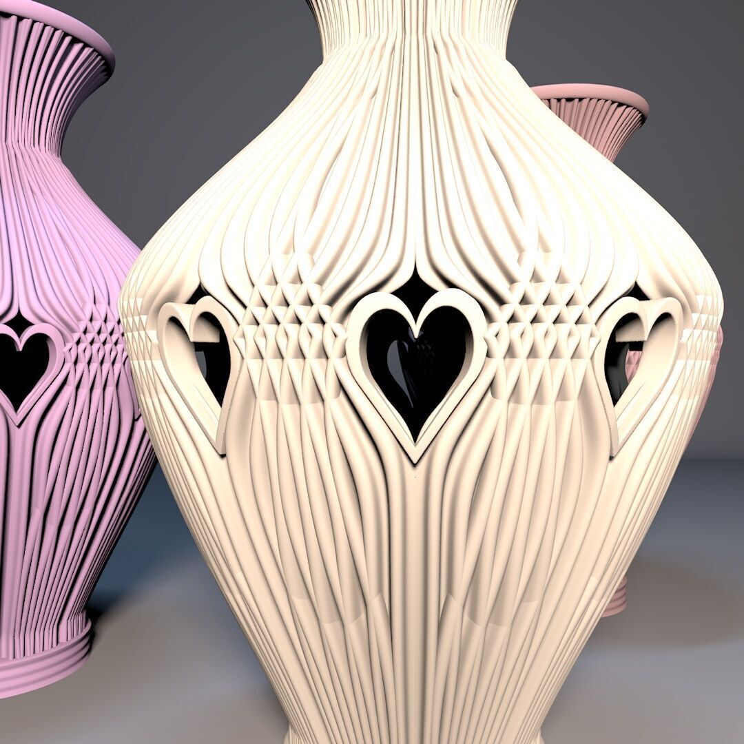 Valentinesday vase 3D print model_7