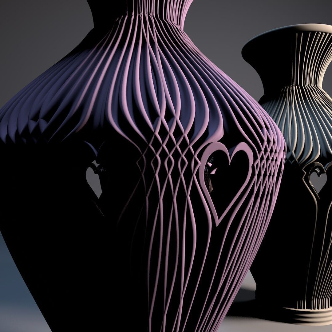 Valentinesday vase 3D print model_6