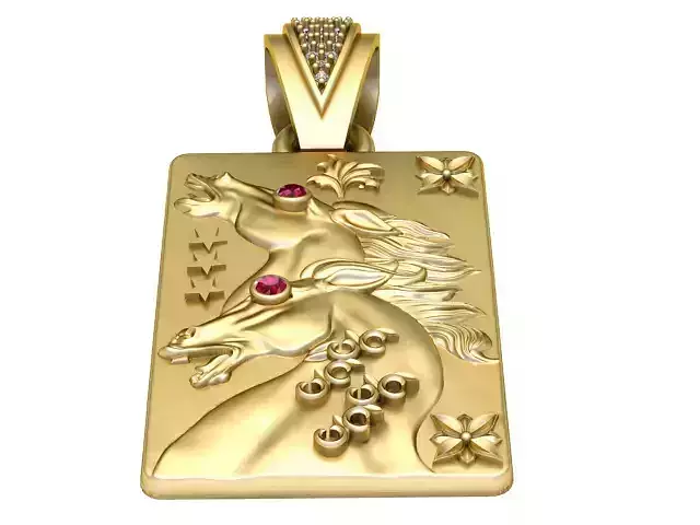 DOUBLE HORSE FACE PENDANT 3D PRINTABLE MODEL