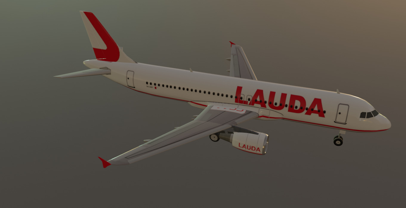 Lauda airlines airbus a320-214 low poly 3D Model  Low-poly 3D model_13