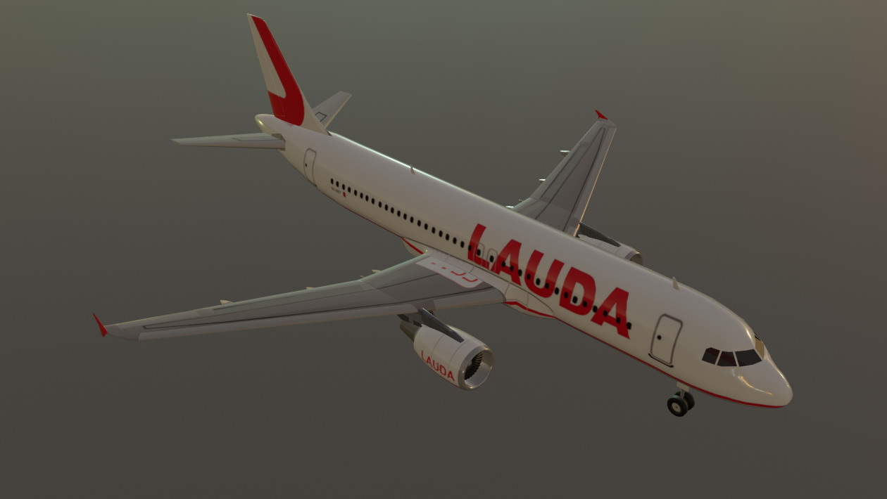 Lauda airlines airbus a320-214 low poly 3D Model  Low-poly 3D model_9