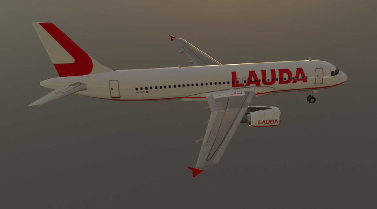 Lauda airlines airbus a320-214 low poly 3D Model  Low-poly 3D model_7