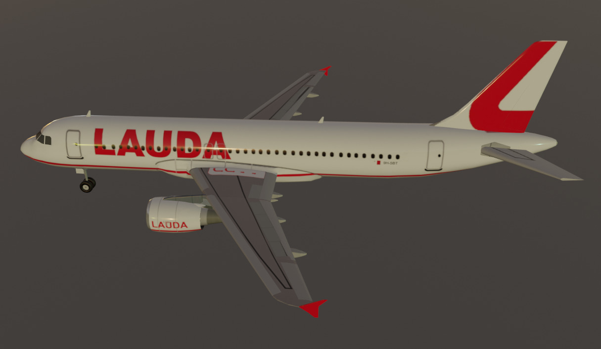 Lauda airlines airbus a320-214 low poly 3D Model  Low-poly 3D model_4
