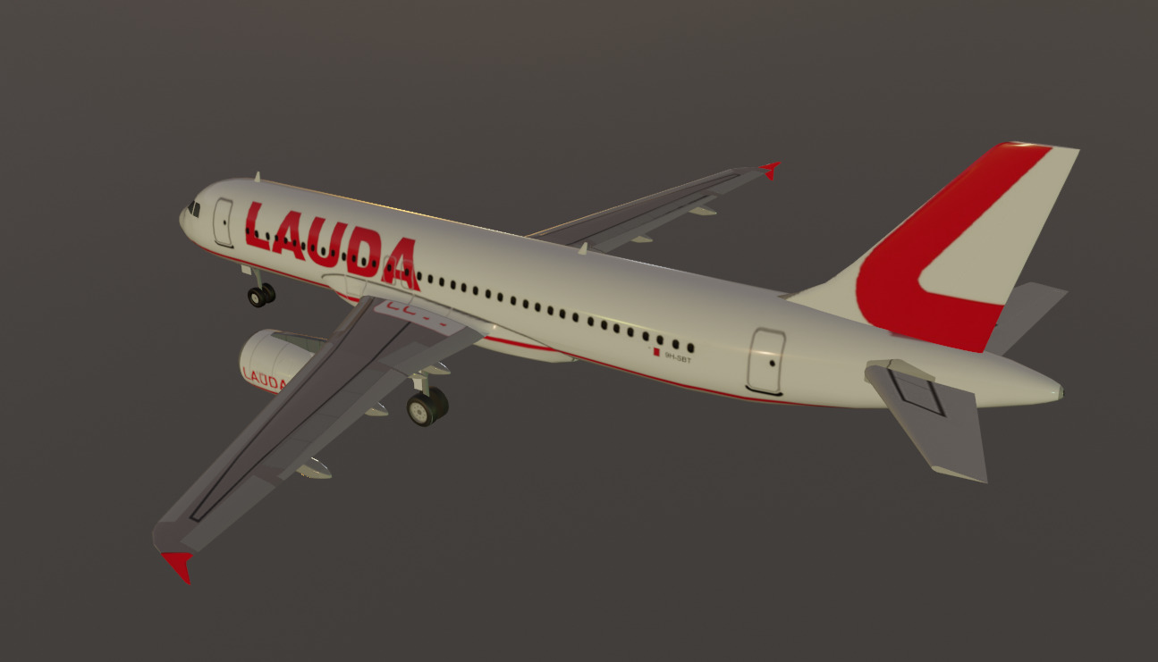 Lauda airlines airbus a320-214 low poly 3D Model  Low-poly 3D model_2