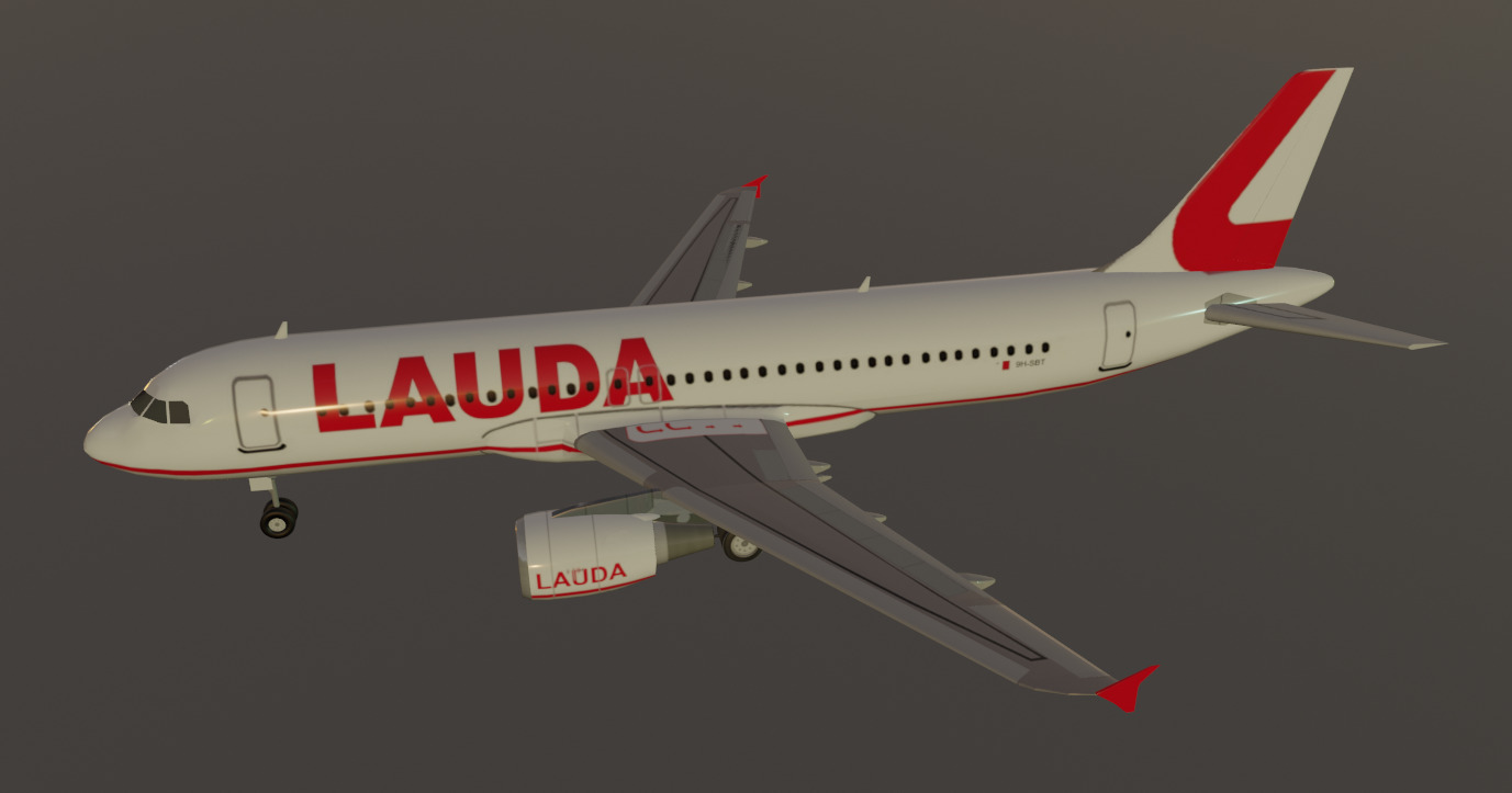 Lauda airlines airbus a320-214 low poly 3D Model  Low-poly 3D model_5