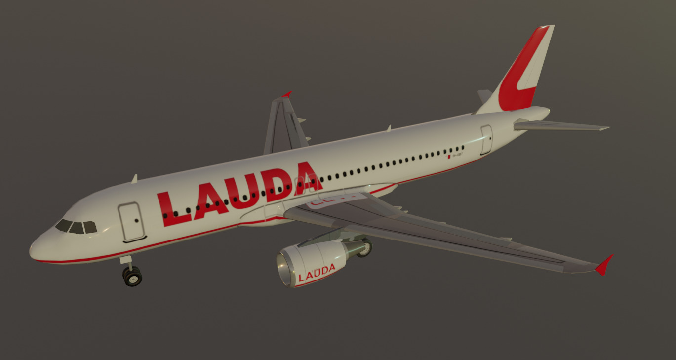 Lauda airlines airbus a320-214 low poly 3D Model  Low-poly 3D model_1