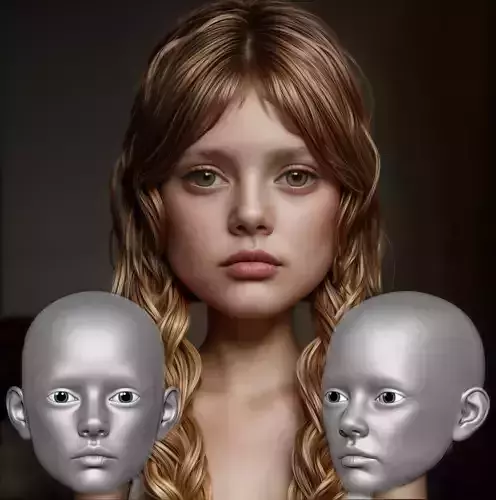1 Face  Head  3d doll  ooak  bjd  articulated dolls