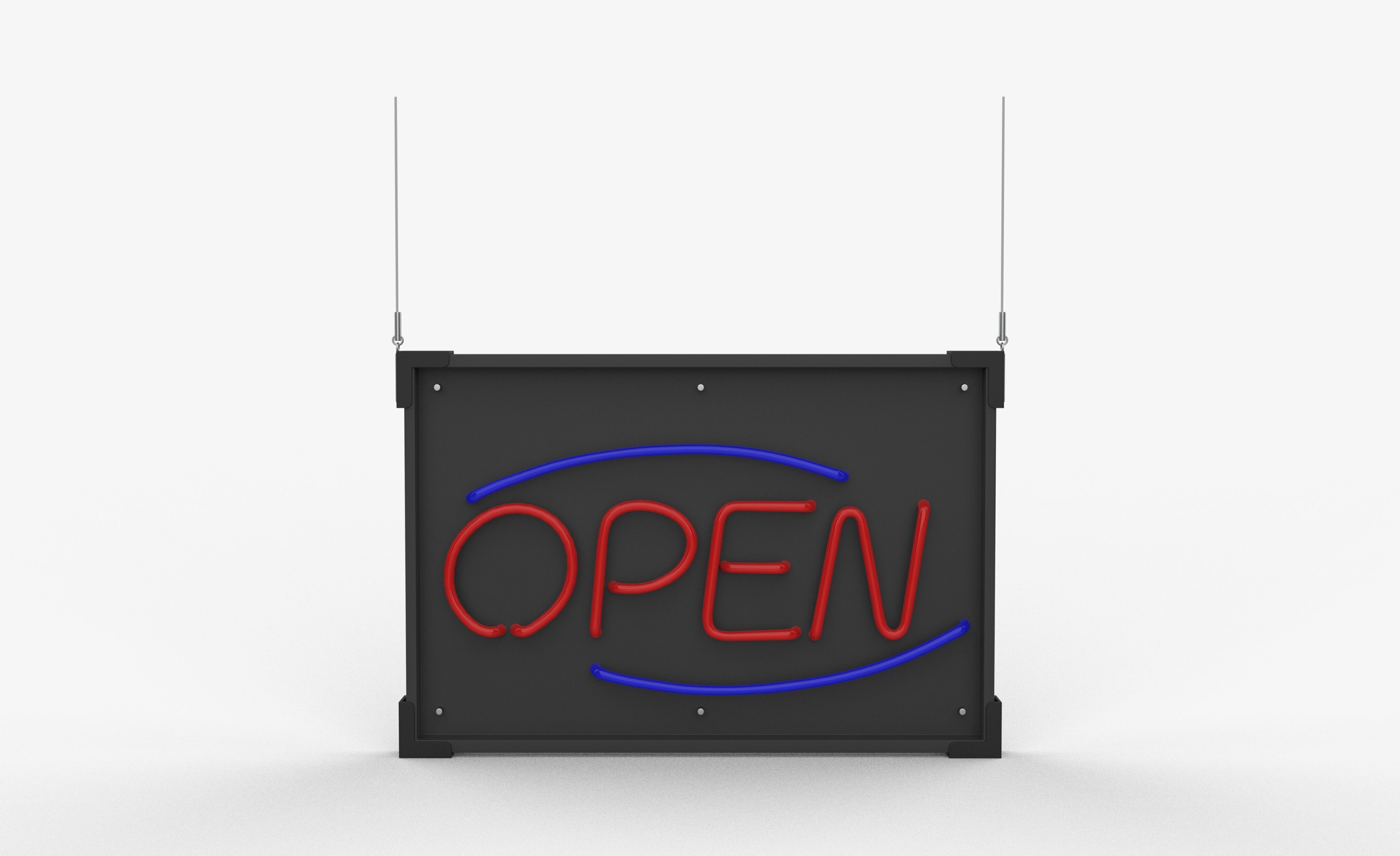 open Neon Sign 3D model_8