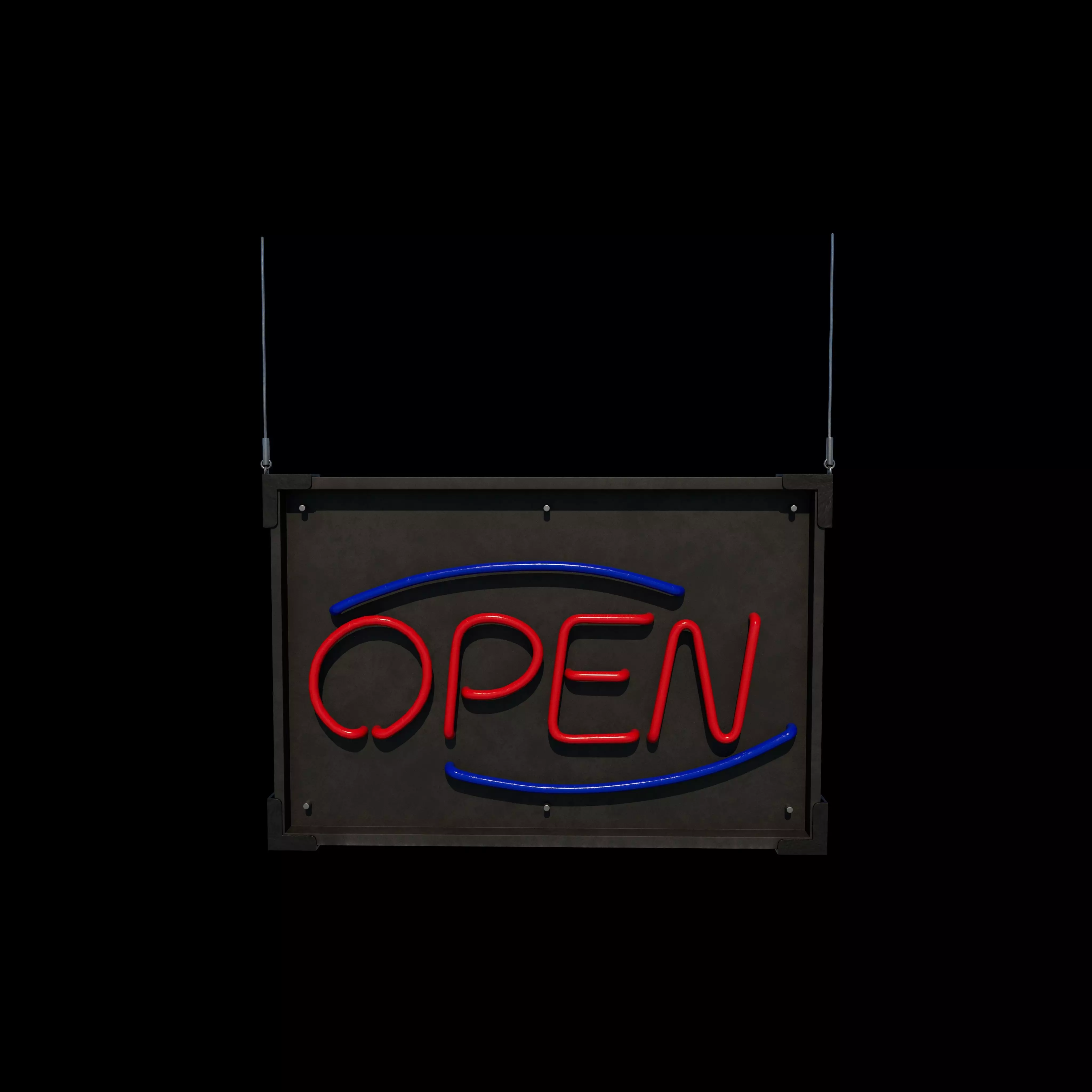 open Neon Sign 3D model_0