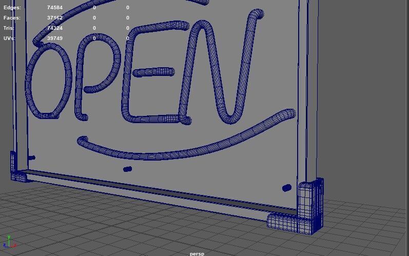 open Neon Sign 3D model_11