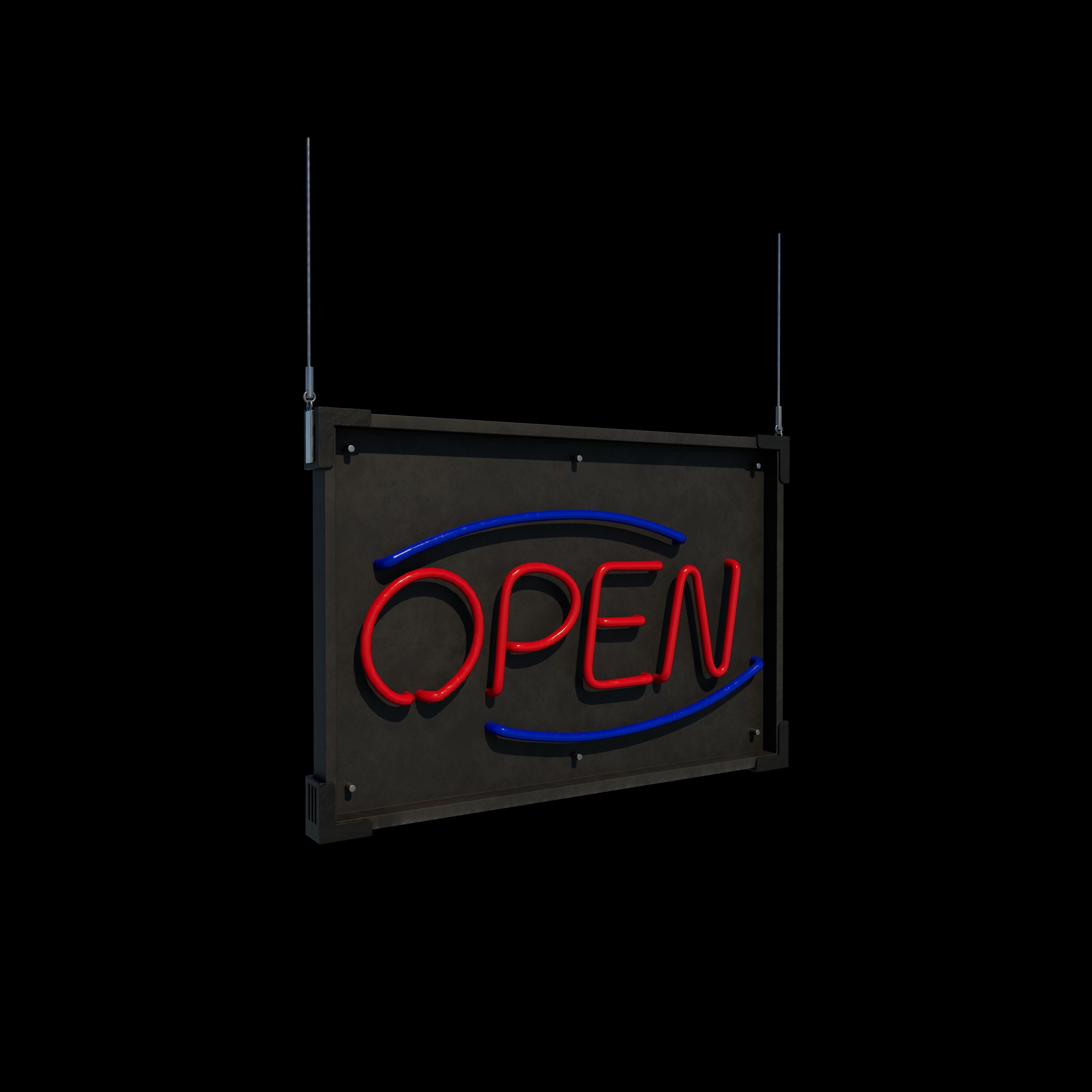 open Neon Sign 3D model_2