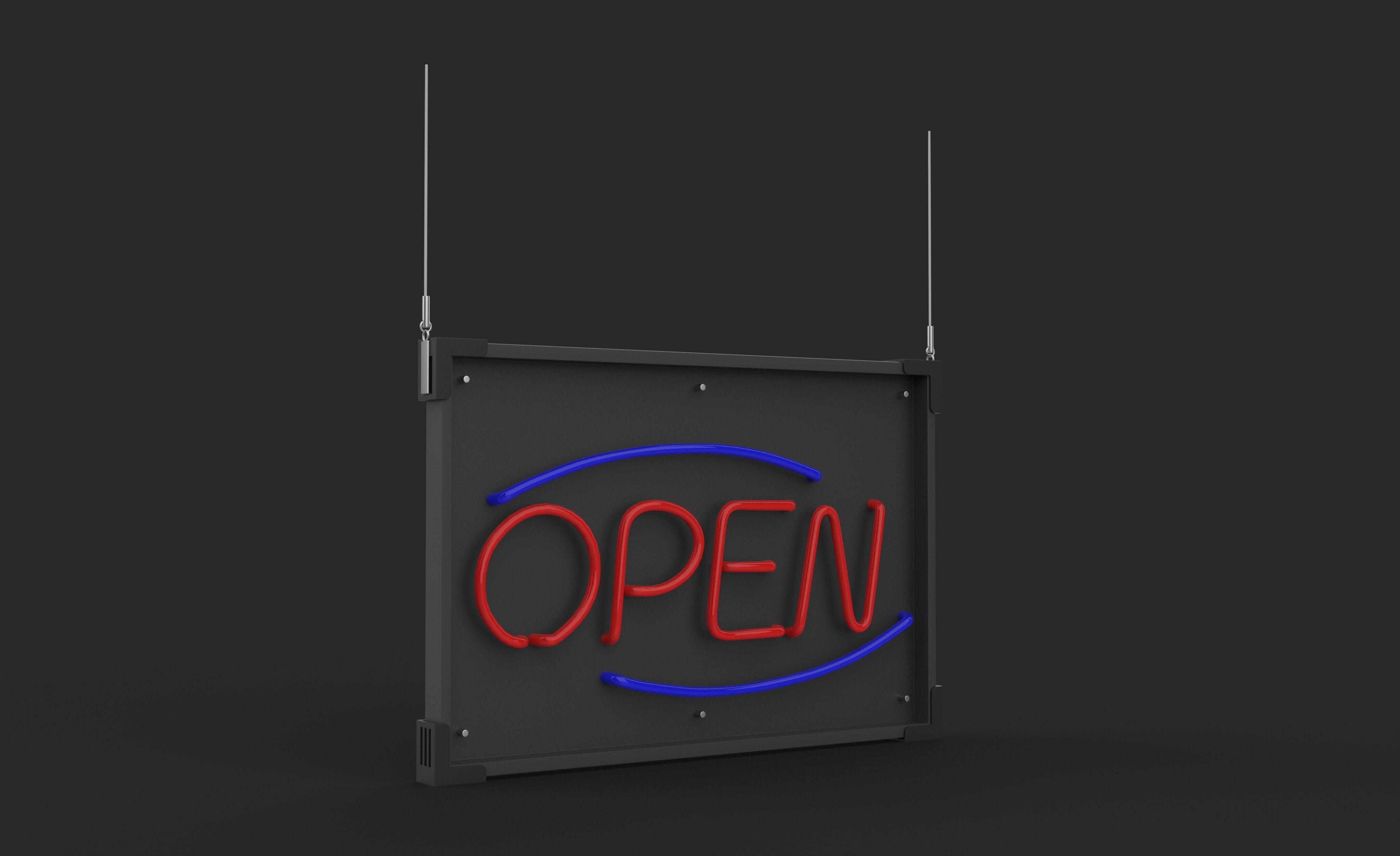 open Neon Sign 3D model_6